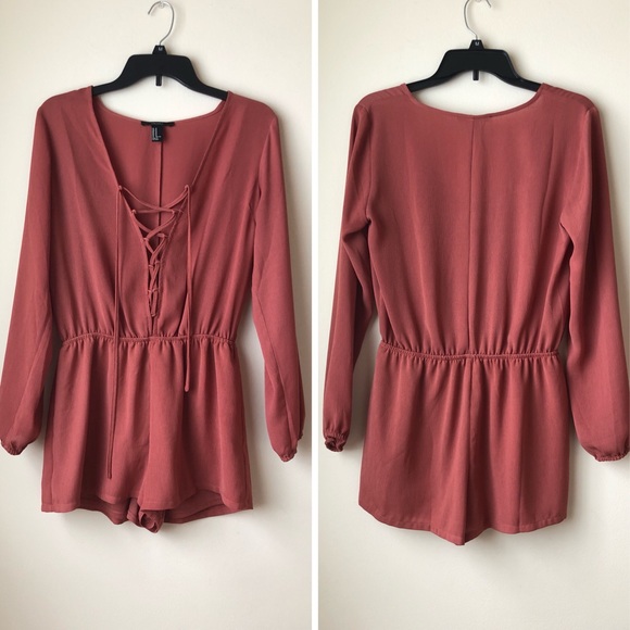 Forever 21 Pants - F21 Dark Mauve romper with Lace